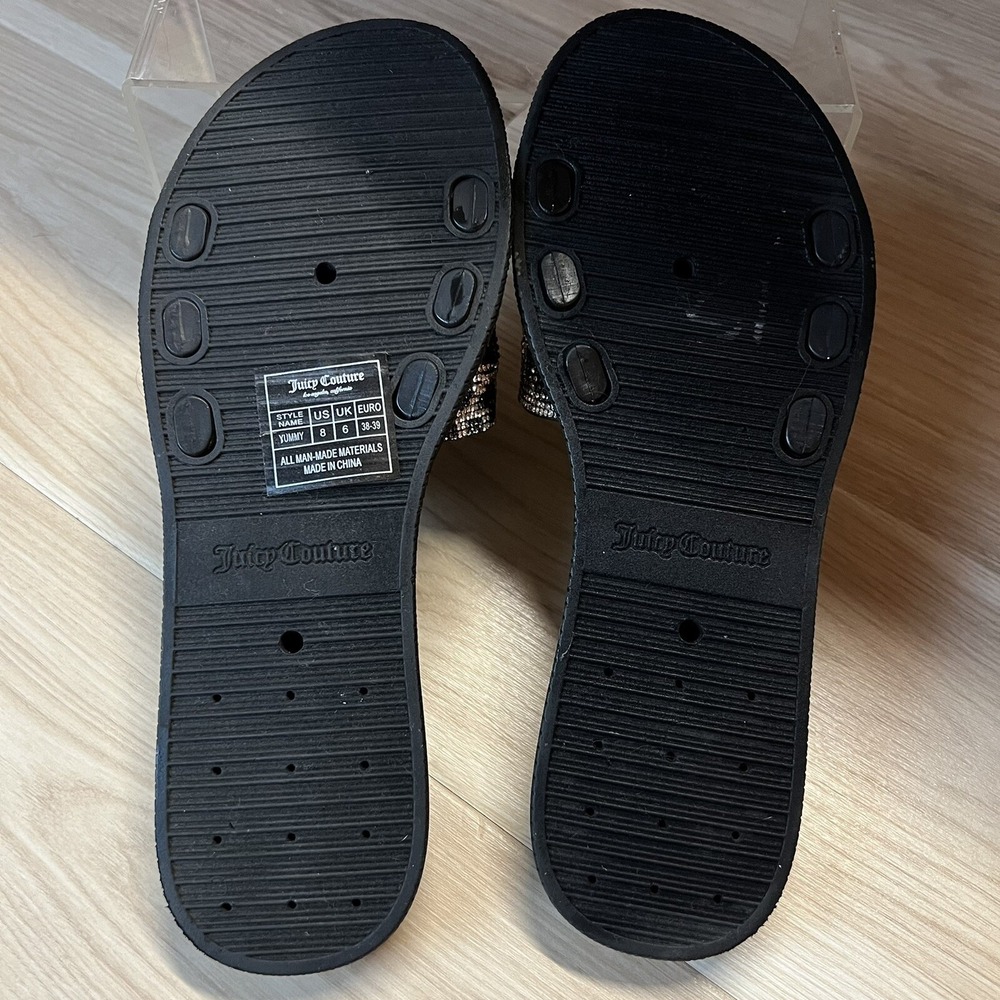 NEW Juicy Couture (8) Yummy Leopard Slip On Slide Sandals Rhinestone Memory Foam - Picture 3 of 4